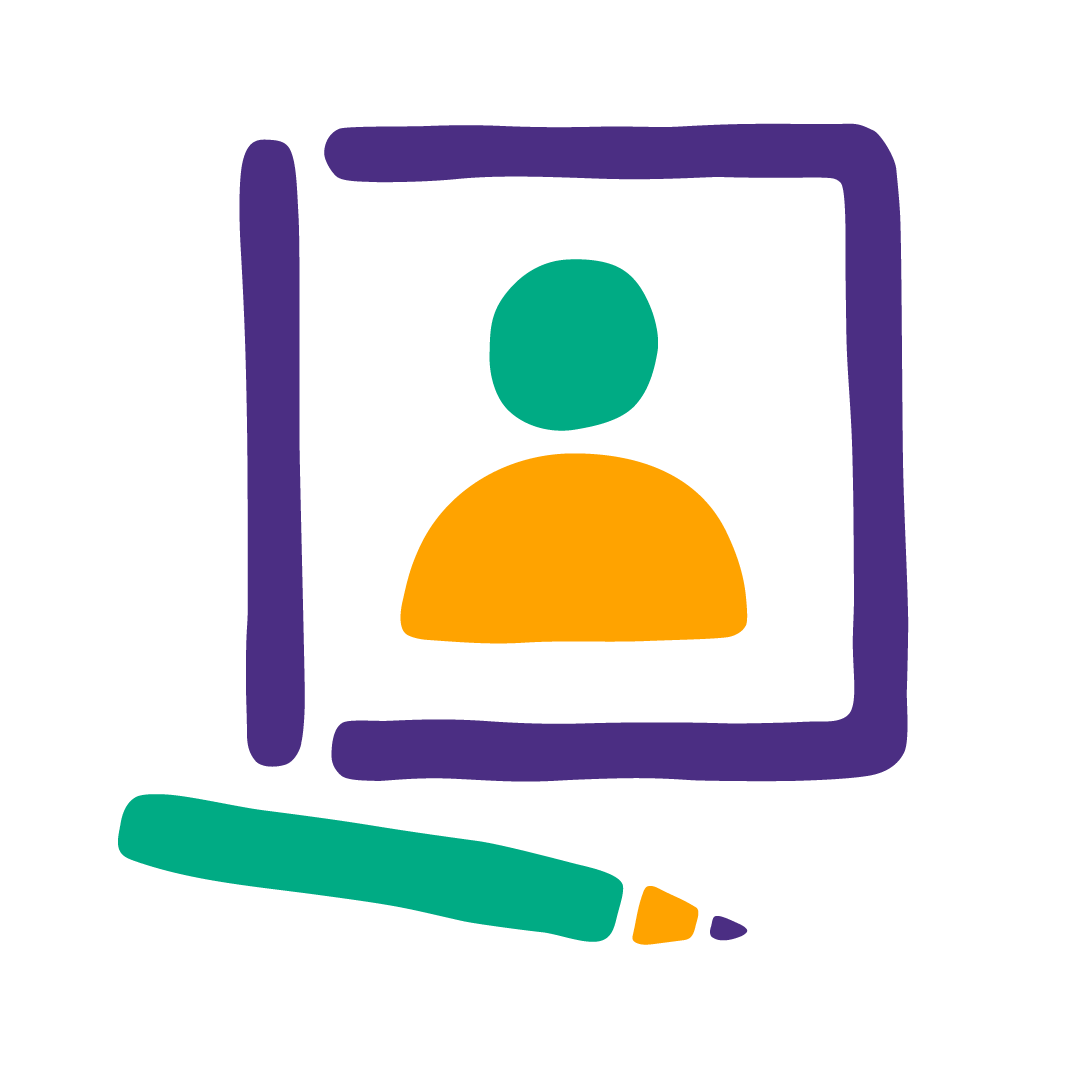 Digital illustration of a person with a pencil.