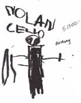 [NW's memory drawing of the string quartet's cellist.]