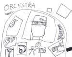 [DS's drawing of the orchestra after watching the video.]